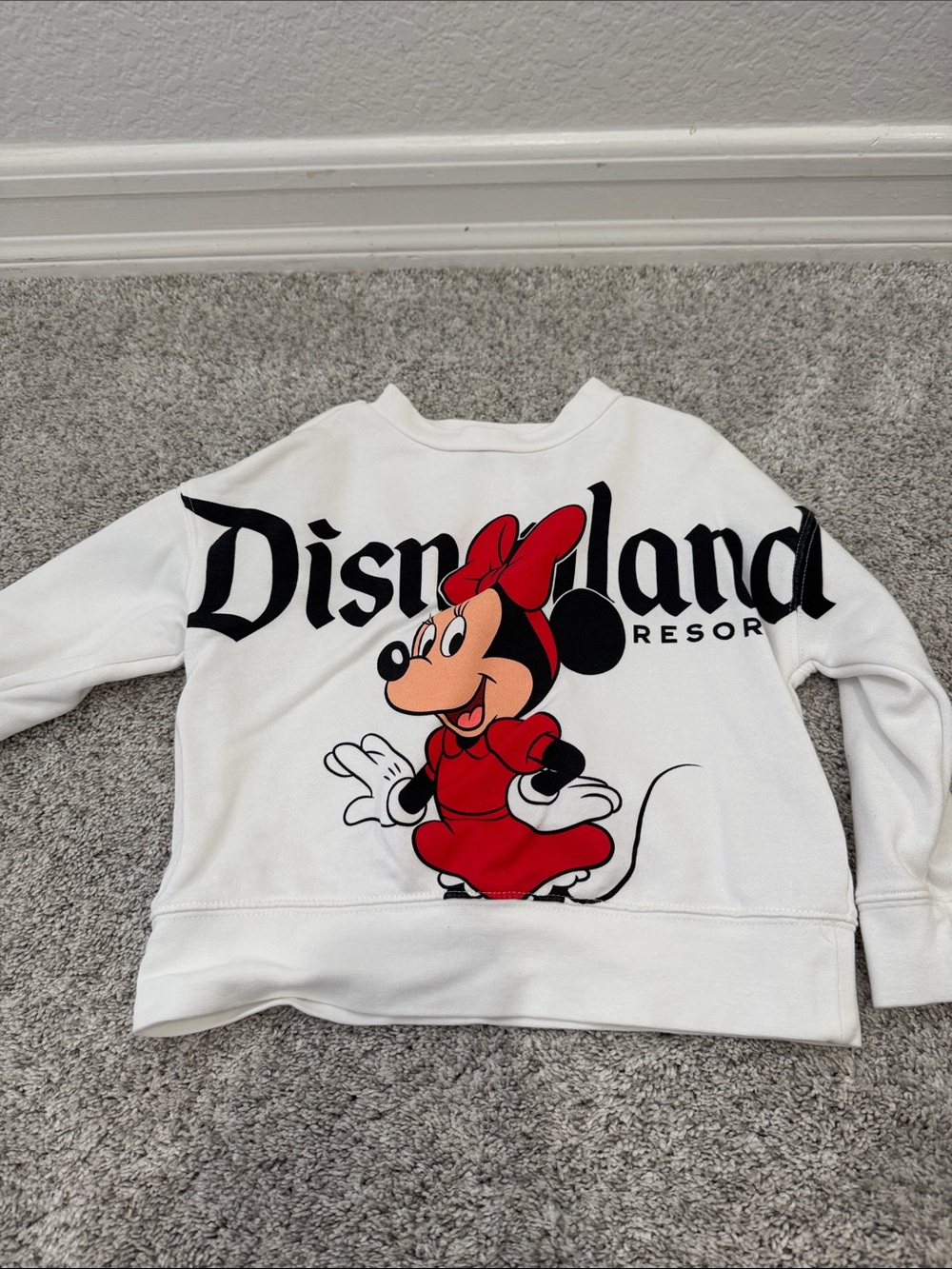 Disney White Sweatshirt with Minnie Mouse Red Dress Graphic